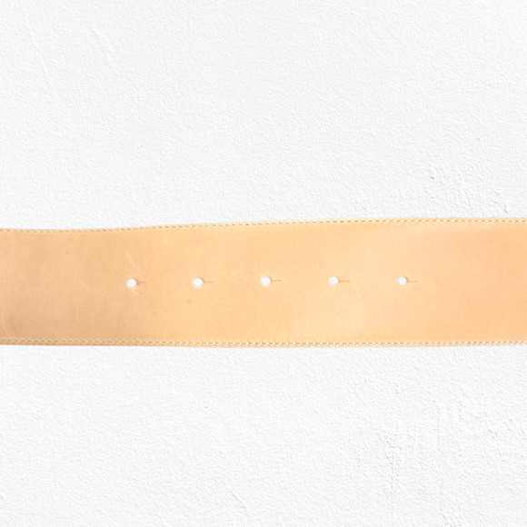 Coach Sig C Pierced Belt 90110 Navy Gold Square Buckle Leather Size Medium - Picture 4 of 10